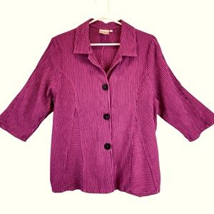 VTG Mill Valley Clothing Co Cotton Linen Cotton Shirt Stripes Lagenlook M/L